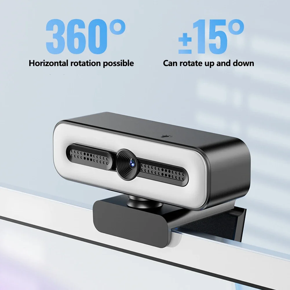 Webcam 4K con luce per PC/laptop 1080P 2K HD Streaming Camera Webcam per videoconferenze desktop per lezioni online - immagine 3