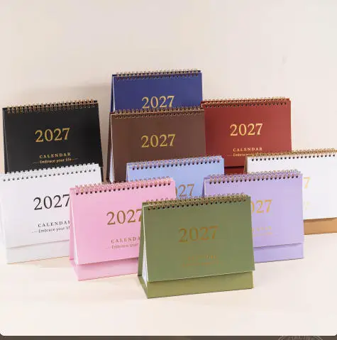 쓰기 가능한 메모 스탠딩 2027 데스크탑 책상 달력 휴대용 접이식 플립 달력 학업 플래너 사무용품