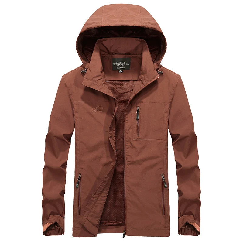 Men's Jacket Spring Lightweight Outdoor Waterproof and Breathable Fishing Casual Sports Tactical Jacket Men's Hooded Trench Coat