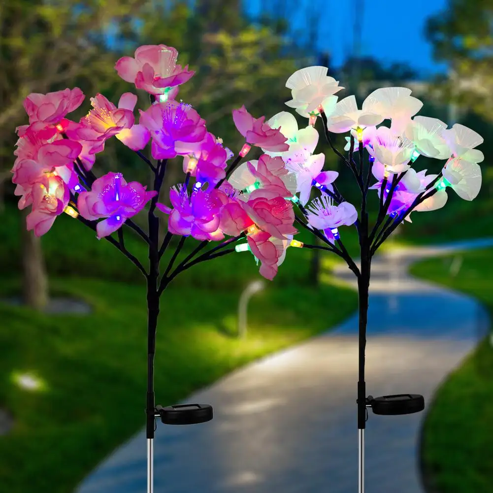 2pcs Outdoor Yard Lawn Landscape Lamp Solar Power Flower LED Light Colorful 