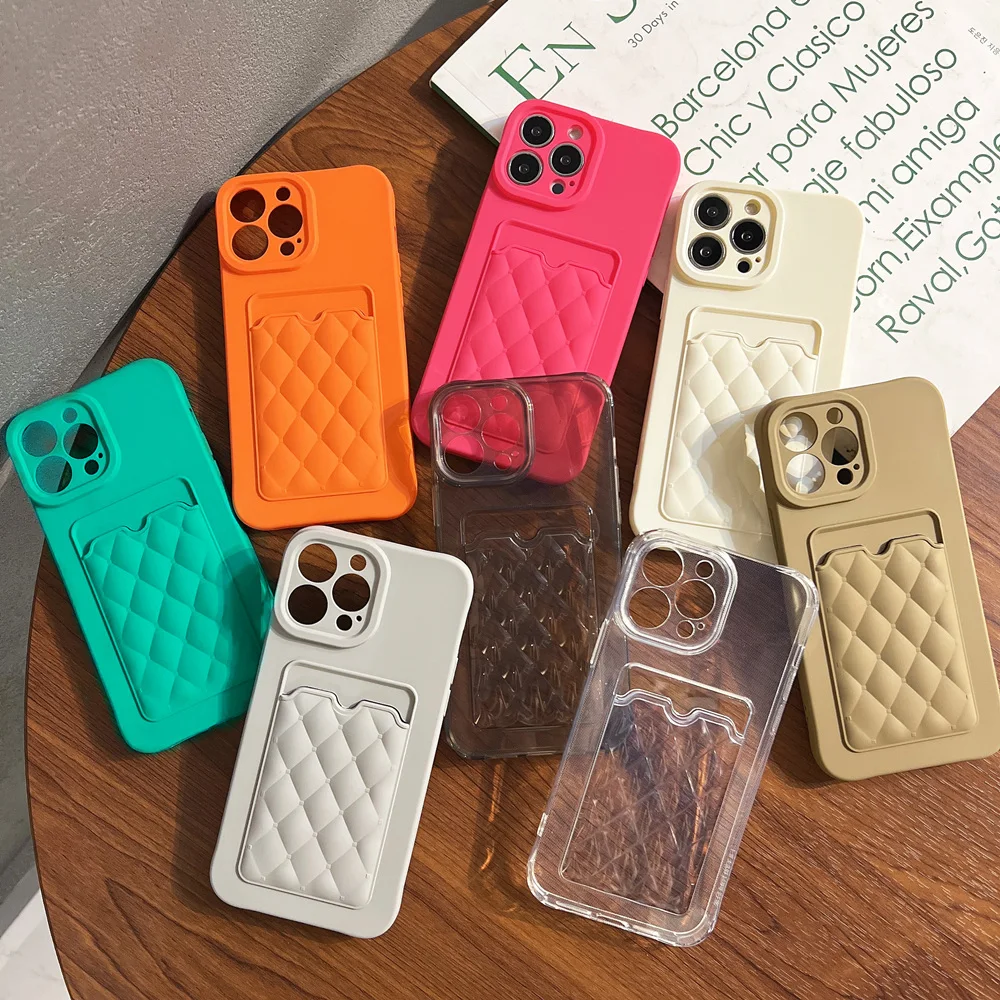 Fashion Diamond Lattice Pattern Wallet Case For iPhone 11 12 13 Pro Max XS X XR 7 8 Plus SE Soft Silicone Card Slot Holder Cover iphone 13 pro max cover