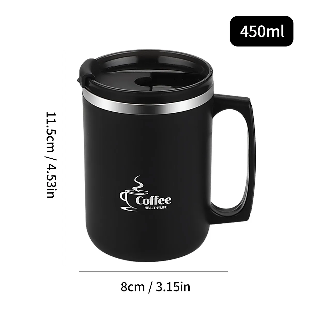 Enhanced Stainless Steel Insulated Travel Mug with Handle - Leakproof and Thermal Tumbler for Hot and Cold Beverages