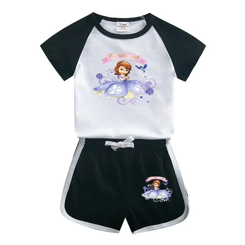 Summer Cartoon Princess Sofia Baby Girls Clothes Sets Short Sleeve T Shirt+Pant Shorts 2Pcs Set Kids Clothing Sport Suit Pajama