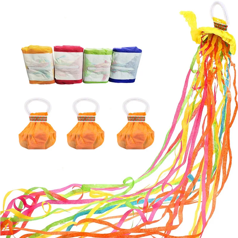 4Pcs Colorful Hand Throw Streamer Colore Romantico No Mess Party Streamer Wedding Popper Hand Throw Coriandoli Per Il Compleanno