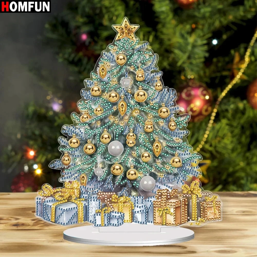 

Алмазная живопись HOMFUN 5D «сделай сам», специальная форма, настольное украшение, Рождественская елка, вышивка Стразы, настольный декор, подарок