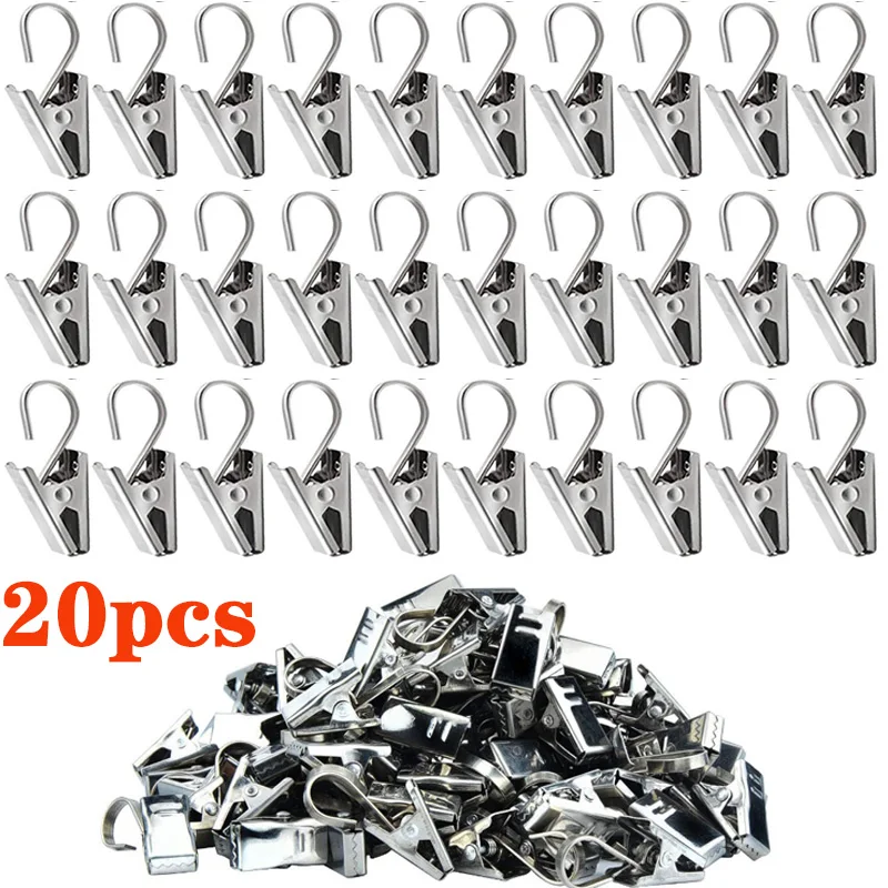 2010pcsStainlessSteelCurtainClipswithHookSturdyandDurable