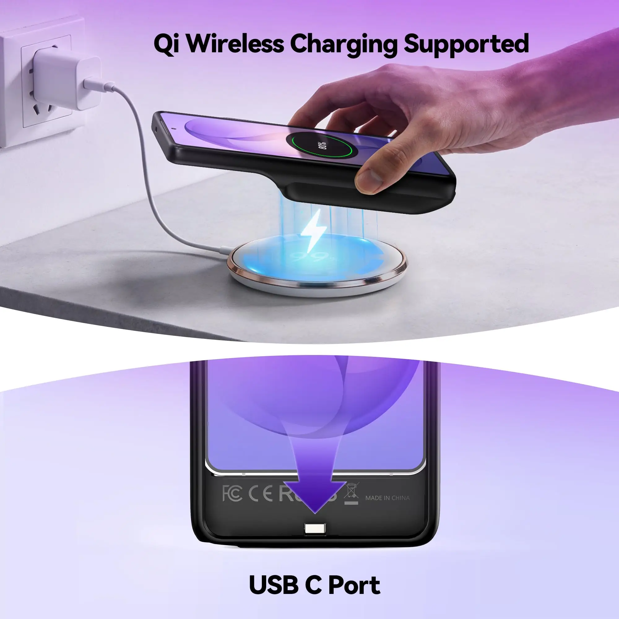 뉴더리 삼성 갤럭시 S26 울트라 배터리 케이스 9500mAh Qi 무선 충전 보조배터리 케이스 업그레이드
