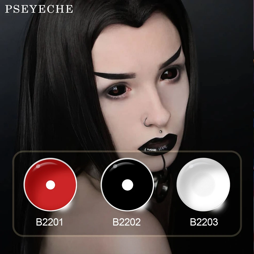 22mm Black Sclera Lenses All Black 1pair Halloween Contact Lenses Cosplay  Lens White Lenses Red Mesh Crazy Lenses Accessories - Color Contact Lenses  - AliExpress