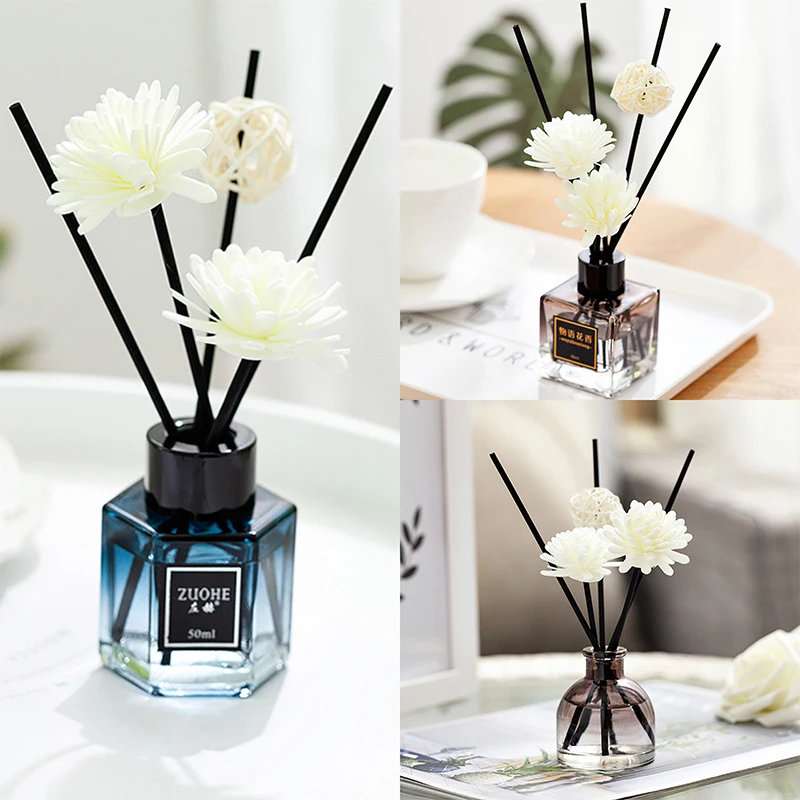 Home Reed Oil Diffusers with Natural Sticks, Glass Bottle and Scented Oil 50ml