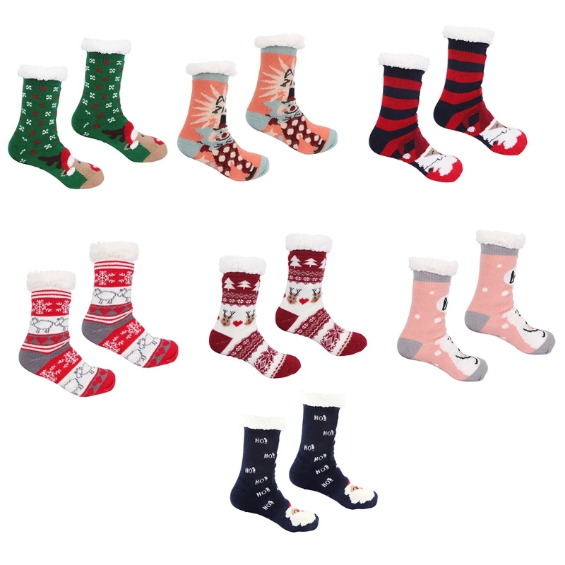 

Women Christmas Fuzzy Slipper Socks Cartoon Fleece Lined Warm Non-Slip Stockings