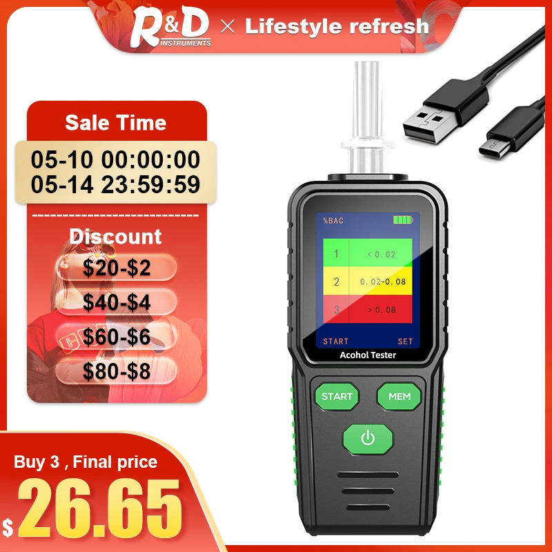 R&d Rd930 Professional Alcohol Tester Car Breathalyzer Digital Wine