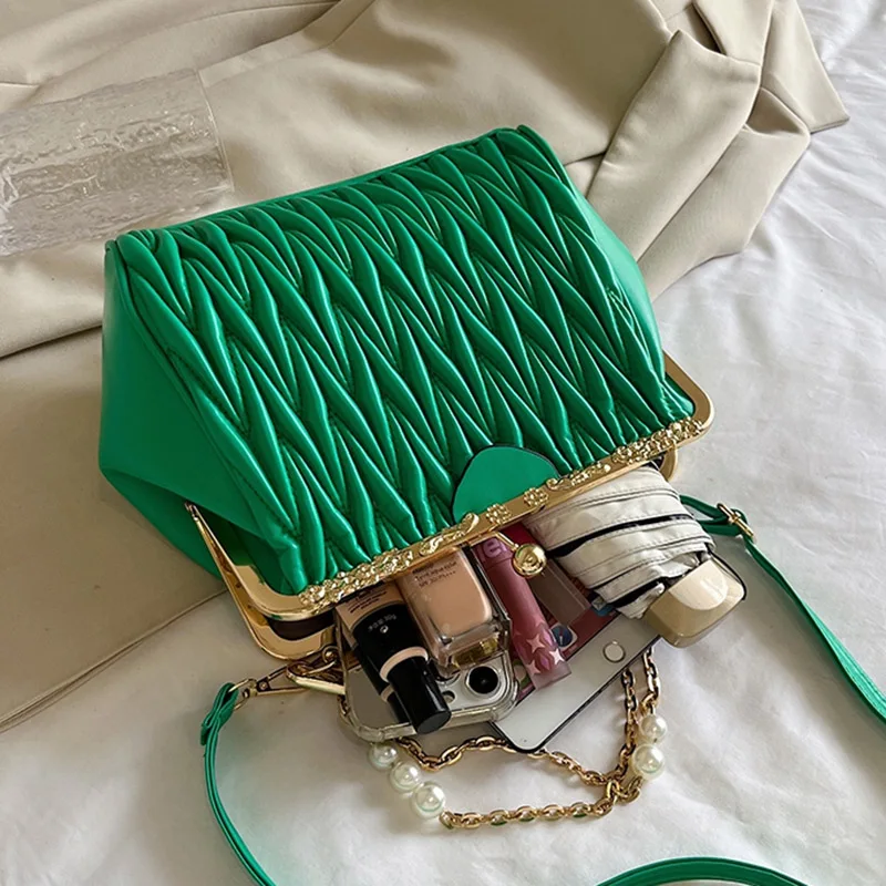 Crossbody Bag Women Handbags Women's Fashion Chain Shoulder Kiss Lock Shell Clip Crossbody Prom Clutch Handbags And Purse