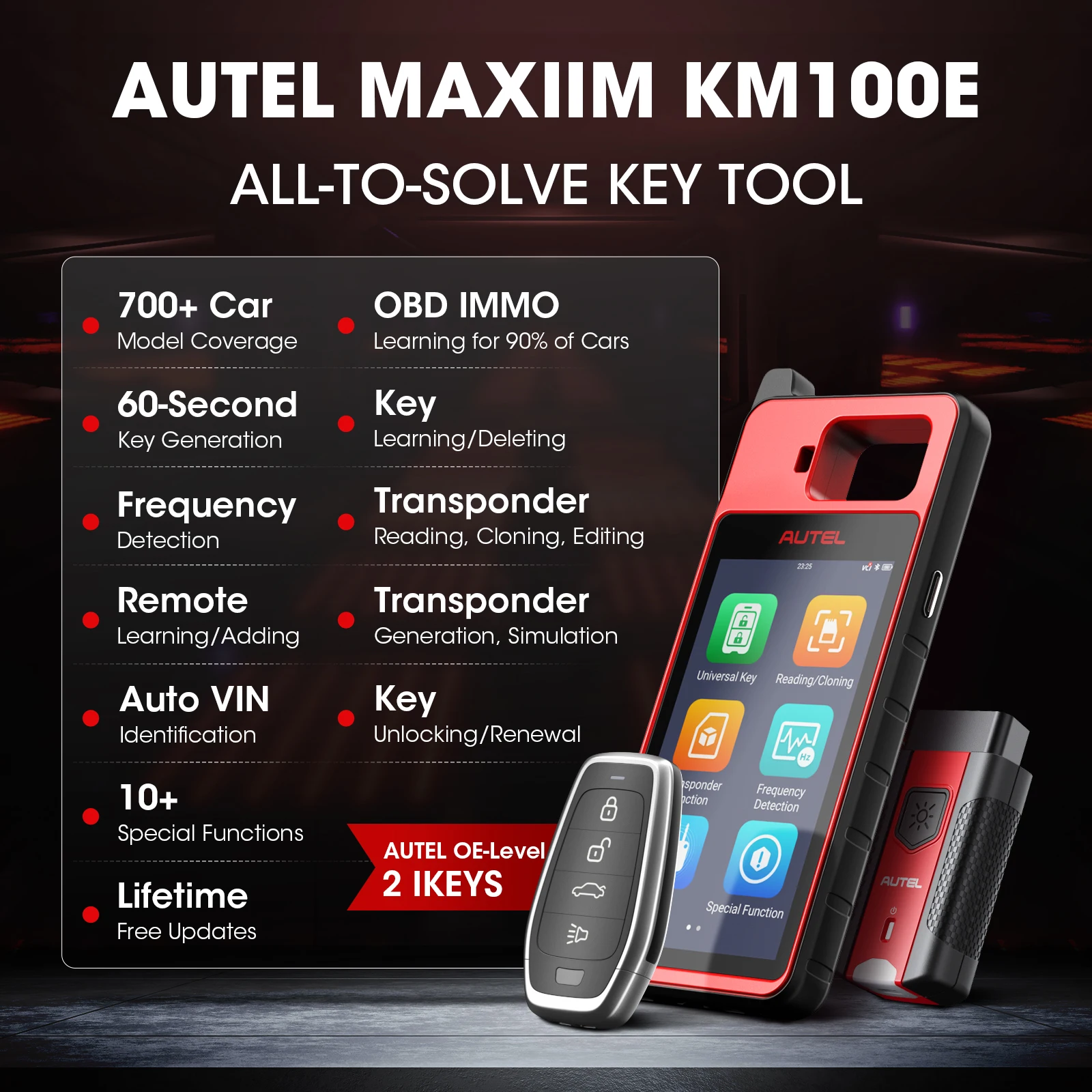 Autel KM100 Key Programmer KM100E 60S Universal Key Generator Immobilizer FOB Programming Tool Lifetime Free Update