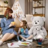 MorisMos Giant Teddy Bear Mommy and Baby Bear Soft Plush Bear Stuffed Animal for Mom and Child, 39 Inches, Gray