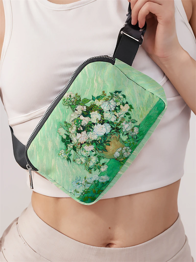 1pc,green small flower fashionable adjustable crossbody bag, neutral sports waist bag, suitable for running