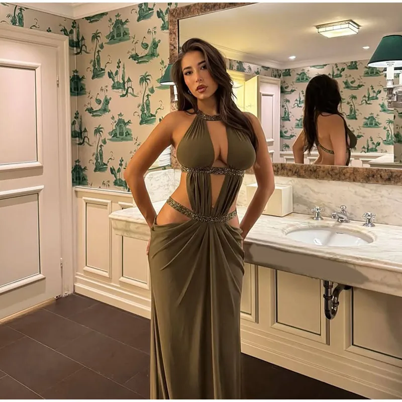 Sexy Hollow Out Sequin Halter Dress Women Sleeveless Off Shoulder Backless Pleated Maxi Dresses 2026 Lady Evening Party Gown Sbc8d333824904b79aea2b15effaa3b18M