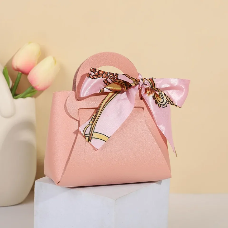 40pcs Leather Candy Gift Bags with Ribbon – Pink & Blue Wedding Favors, Baby Shower... - SKU LCGB1437 - UGI Packaging