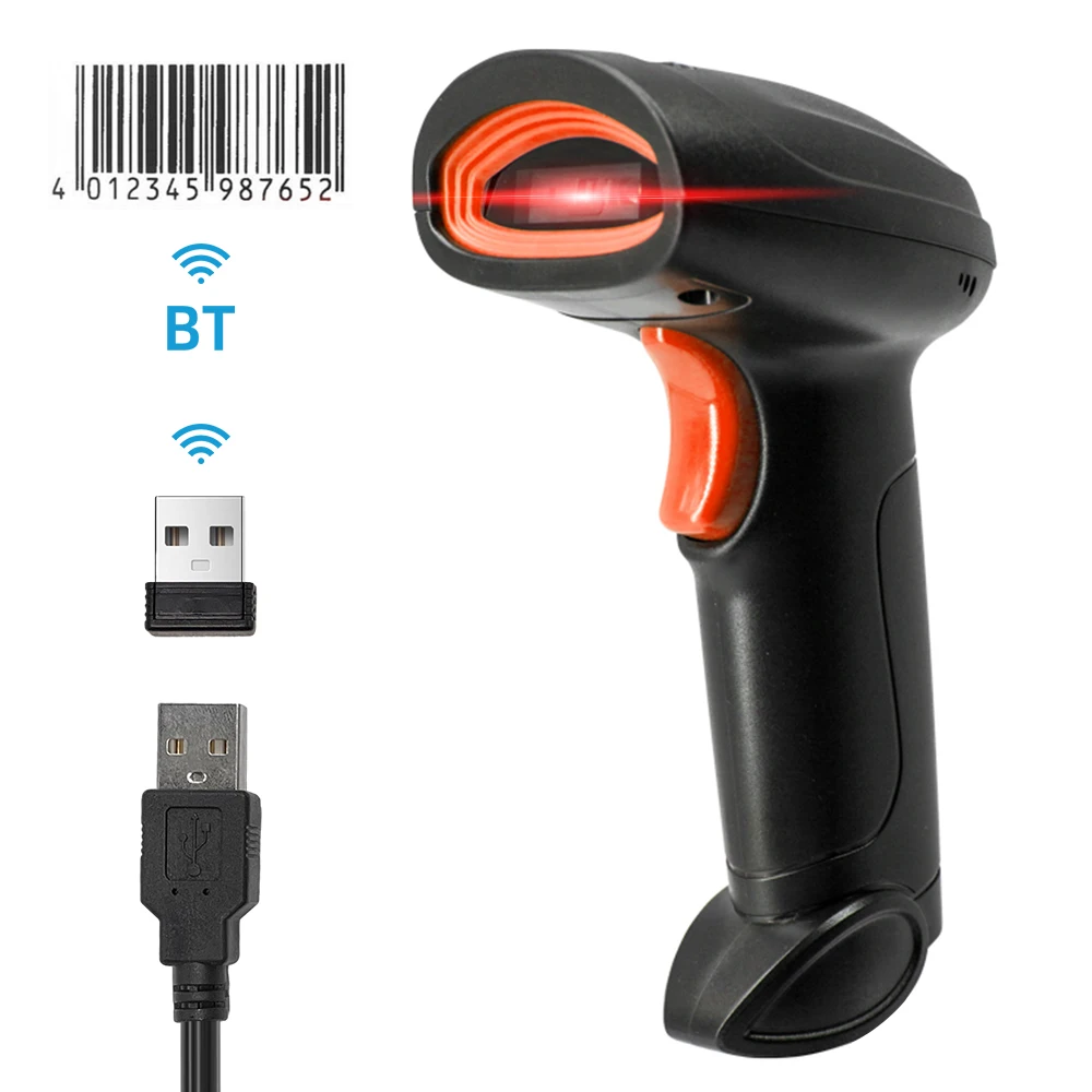 Wireless 1D Barcode Scanner 2.4G + BT + USB Wired Connection CCD Scanning Head for Paper Screen Codes for Windows Android