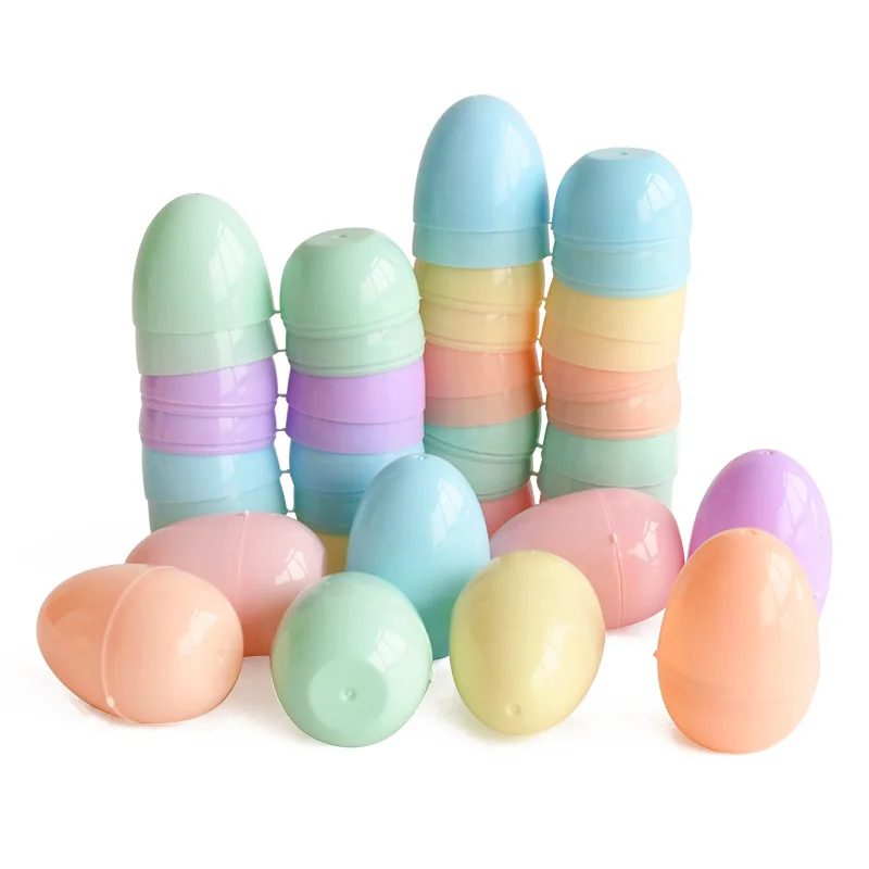 12/24Pcs Fillable Easter Eggs Candy Gift Packing Box Kids Hunt Game Props Surprise Plastic Empty Egg Easter Party Home DIY Decor