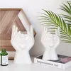 Nordic Abstract Face Makeup Brush Holder Organizer Plastic Cosmetic Brush Cup Pen Holder Flower Vase for Vanity Desk Home Decor 4