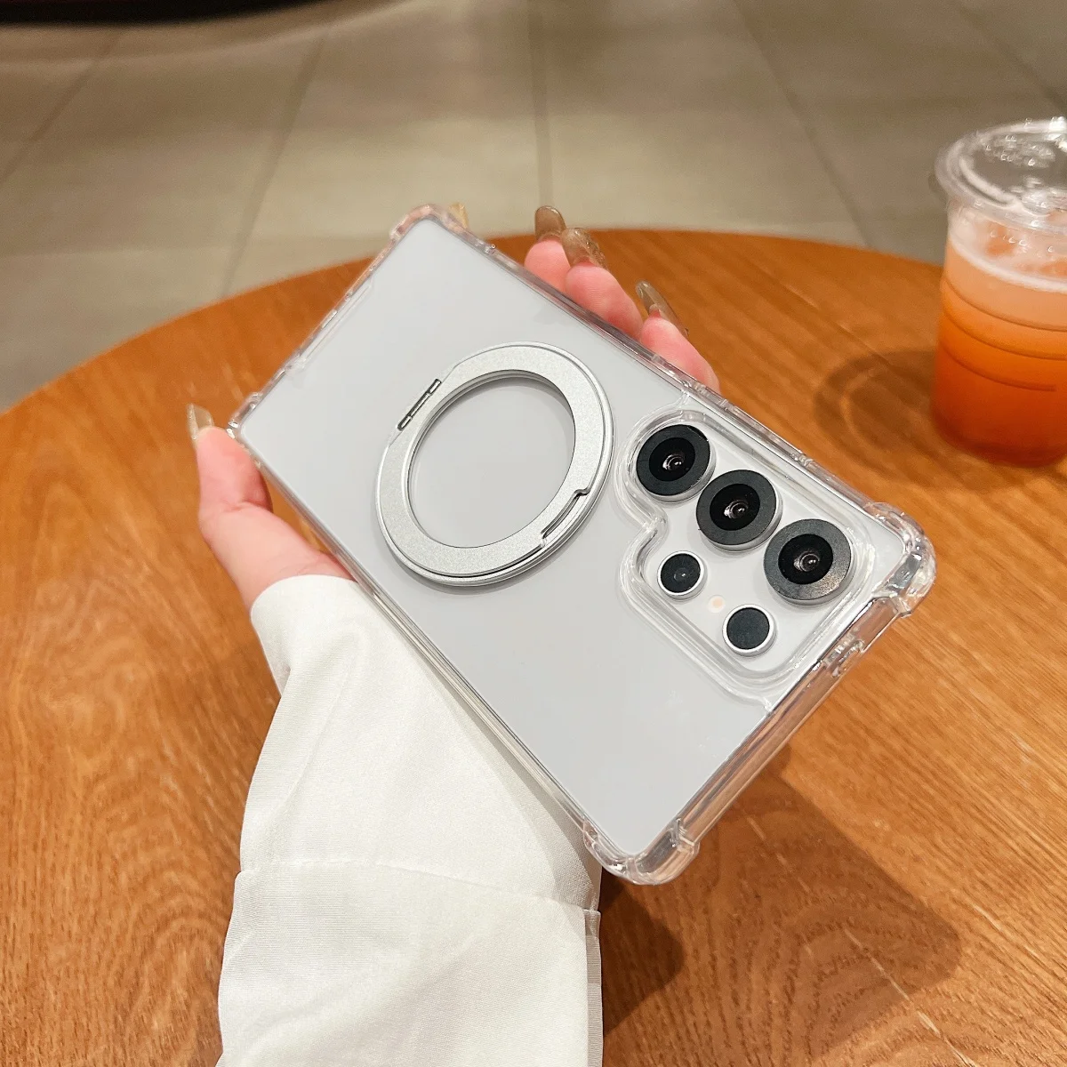 360° Rotating Magnetic Phone Stand with Clear Cover