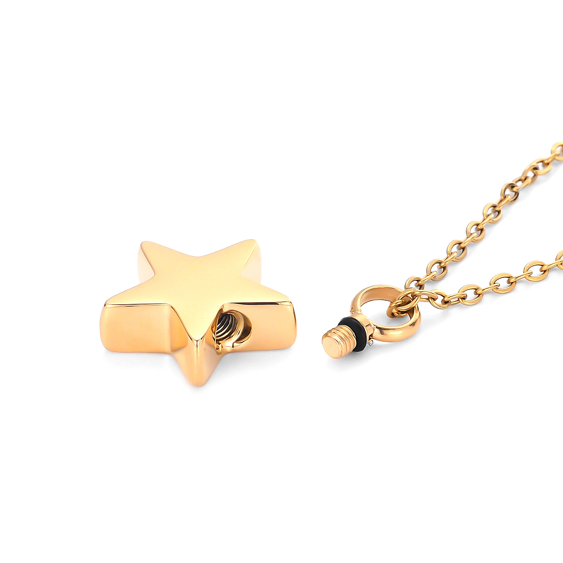 Dropshipping Stainless Steel Cremation Jewelry Five-pointed Star Shape Ashes Pendant Memorial Urn Necklace Jewelry 4