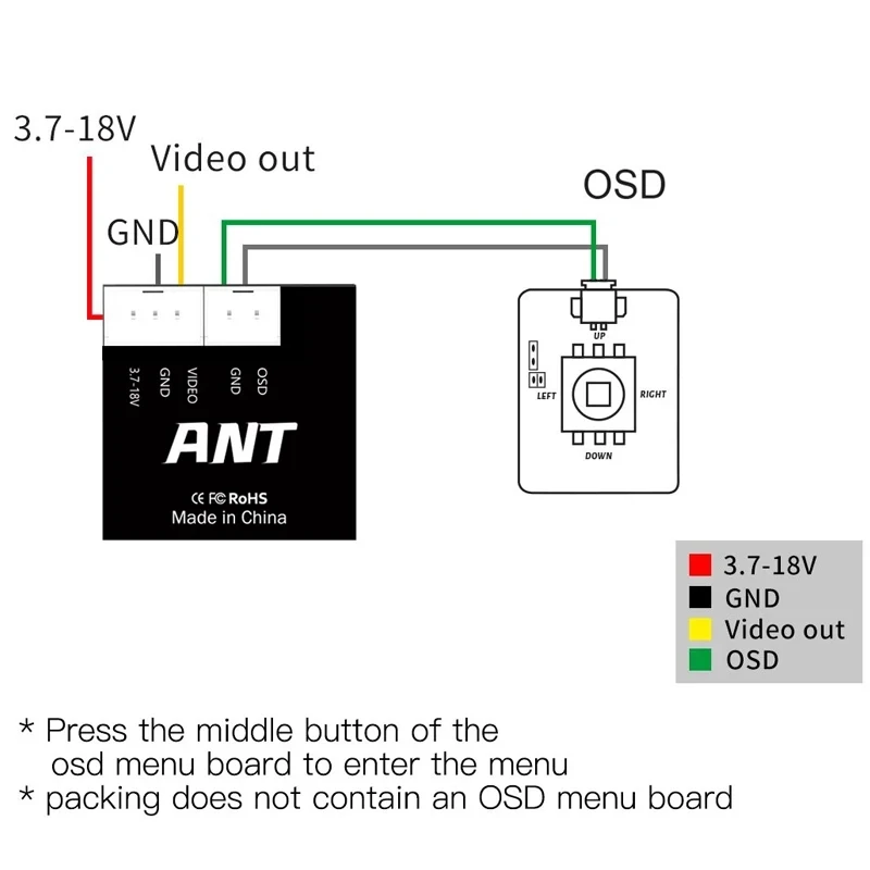 Caddx Ant Lite 1200TVL Nano Caméra FPV 1.7g pour Drone Tinywhoop