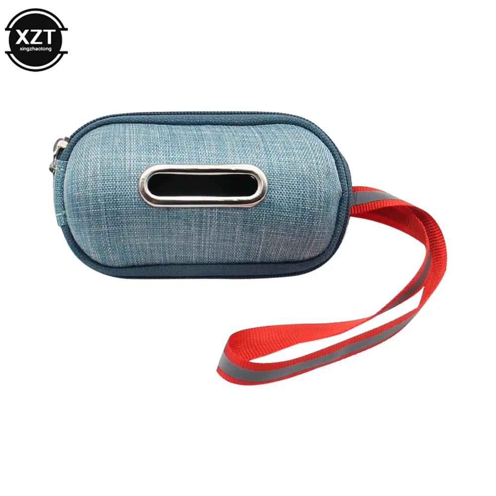Portable Linen Pet Dog Poop Bag Dispenser Pick-Up Bags Holder With Rope Cleaning Waste Garbage Box Dog Poop Bag Outdoor Supplies