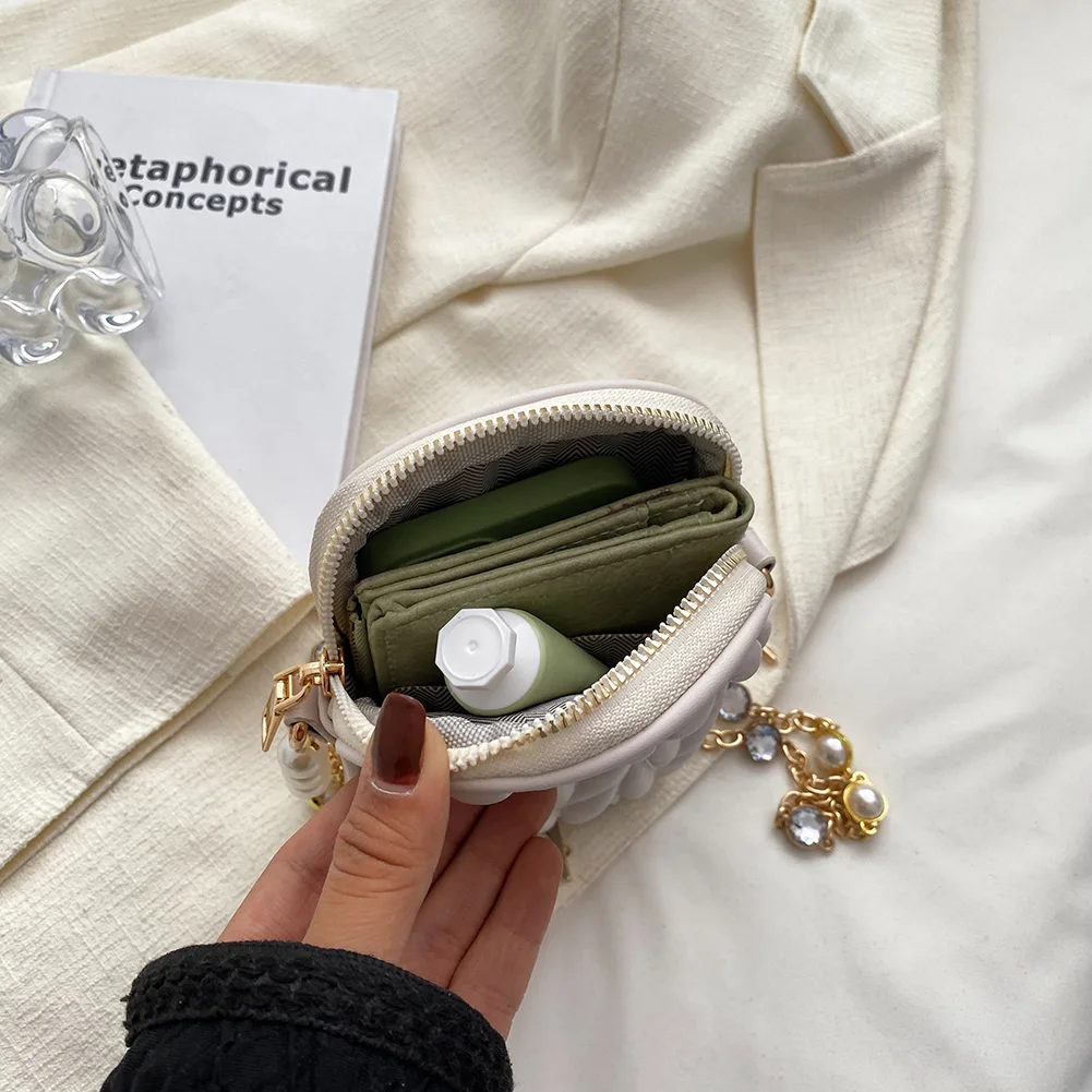 Luxury Brand Design Pearl Chain Mini Shoulder Bag Quilting