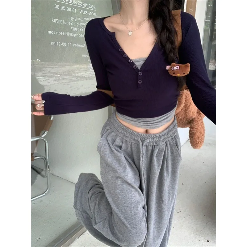 Deeptown Y2k Oversized Sports Gray Sweatpants Woman Baggy Jogging Wide Leg Pants Hip Hop Streetwear  Korean Casual Trousers