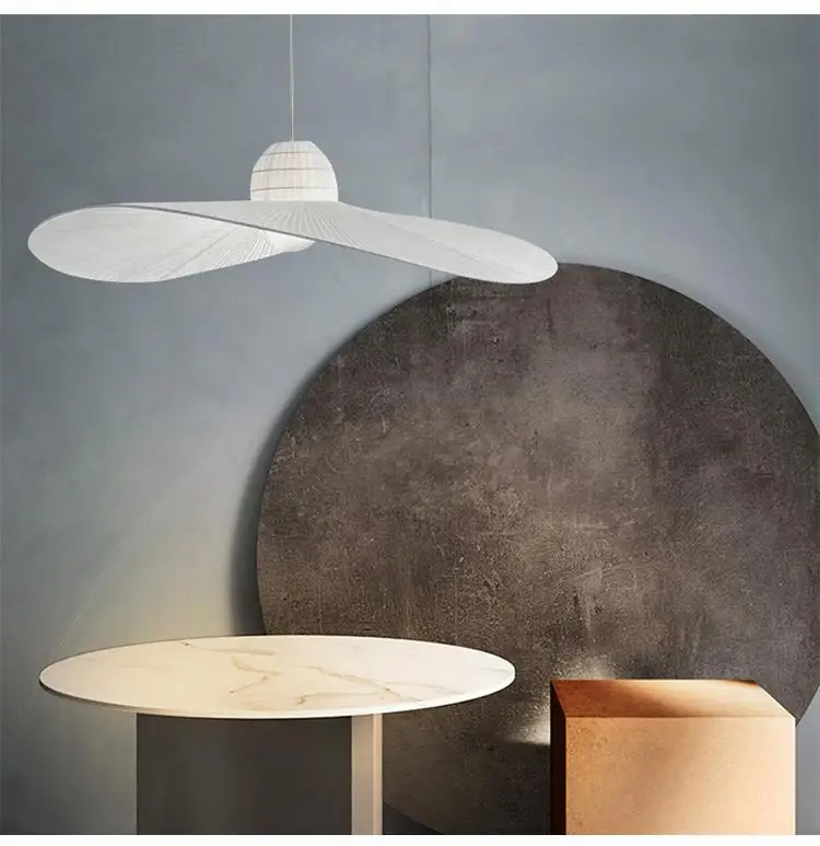 Designer Hut Kronleuchter kreative Stoff Pendel leuchte für Wohnzimmer Schlafzimmer Hotel weiß schwarz LED Esstisch Hängelampe – Detail 5