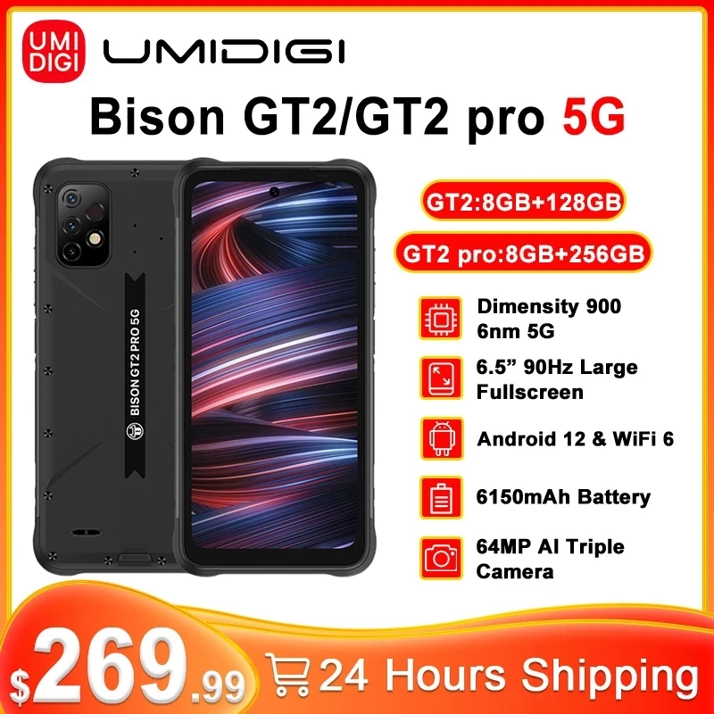 poco best phone UMIDIGI BISON GT2 PRO 5G 6.5" Rugged Smartphone NFC FHD+ 64MP IP68 IP69K Android 12 Dimensity 900 Camera 6150mAh Battery poco best smartphone