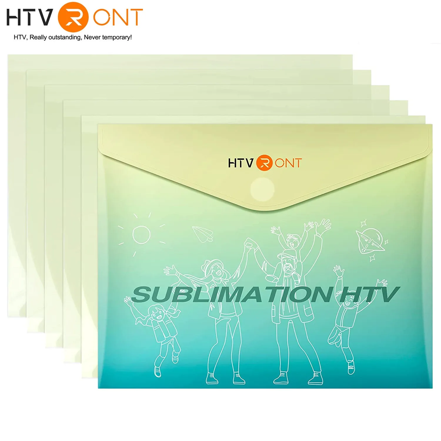 

HTVRONT 5 Pack 12"X10'' Glossy Clear Sublimation HTV Vinyl for Light-Colored Shirts Cotton Fabric Dye Sub Heat Transfer Vinyl