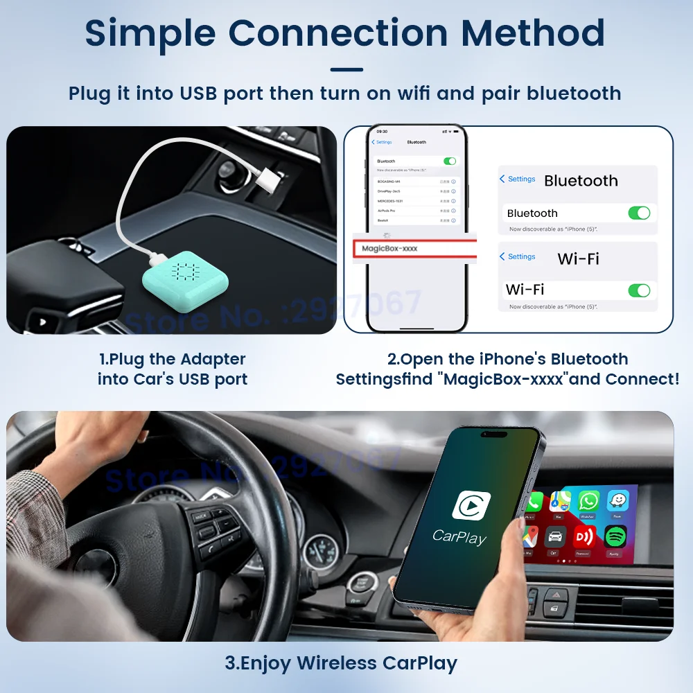 iPhone CarPlayワイヤレス アダプター プラグ&プレイ 無線 iPhone CarPlayワイヤレス アダプター プラグ&プレイ 無線