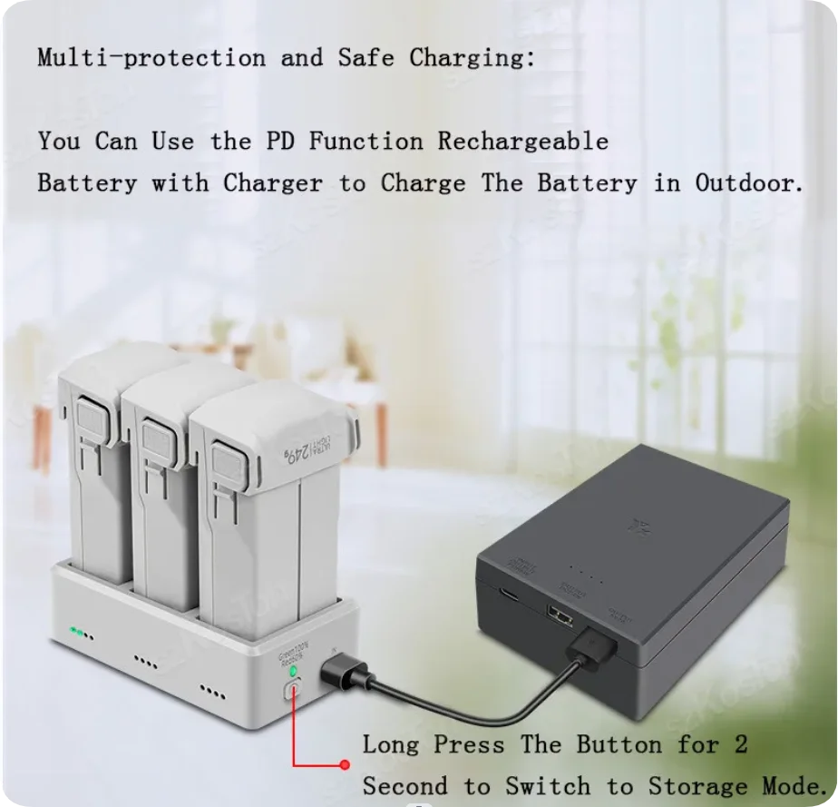 Chargeur Batterie Drone DJI Mini 3/4 Pro - Charge Rapide 3 Piles