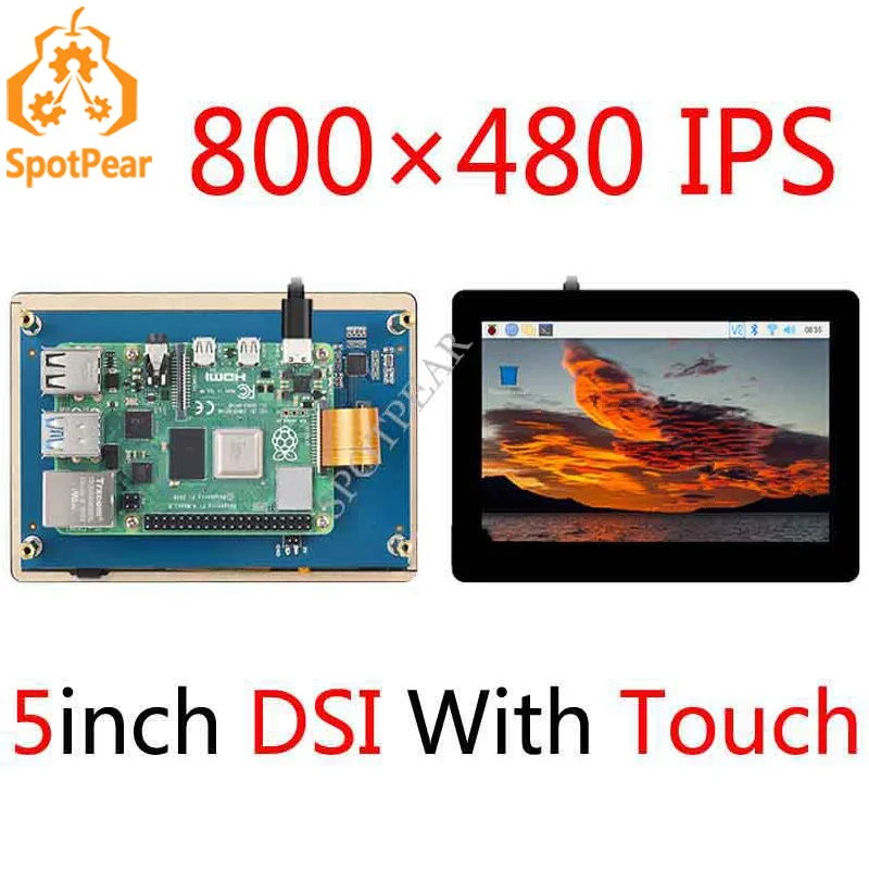 Raspberry pi Polegada Dsi Módulo Lcd Polegada Tela de Toque Capacitivo Ips 800 × 480
