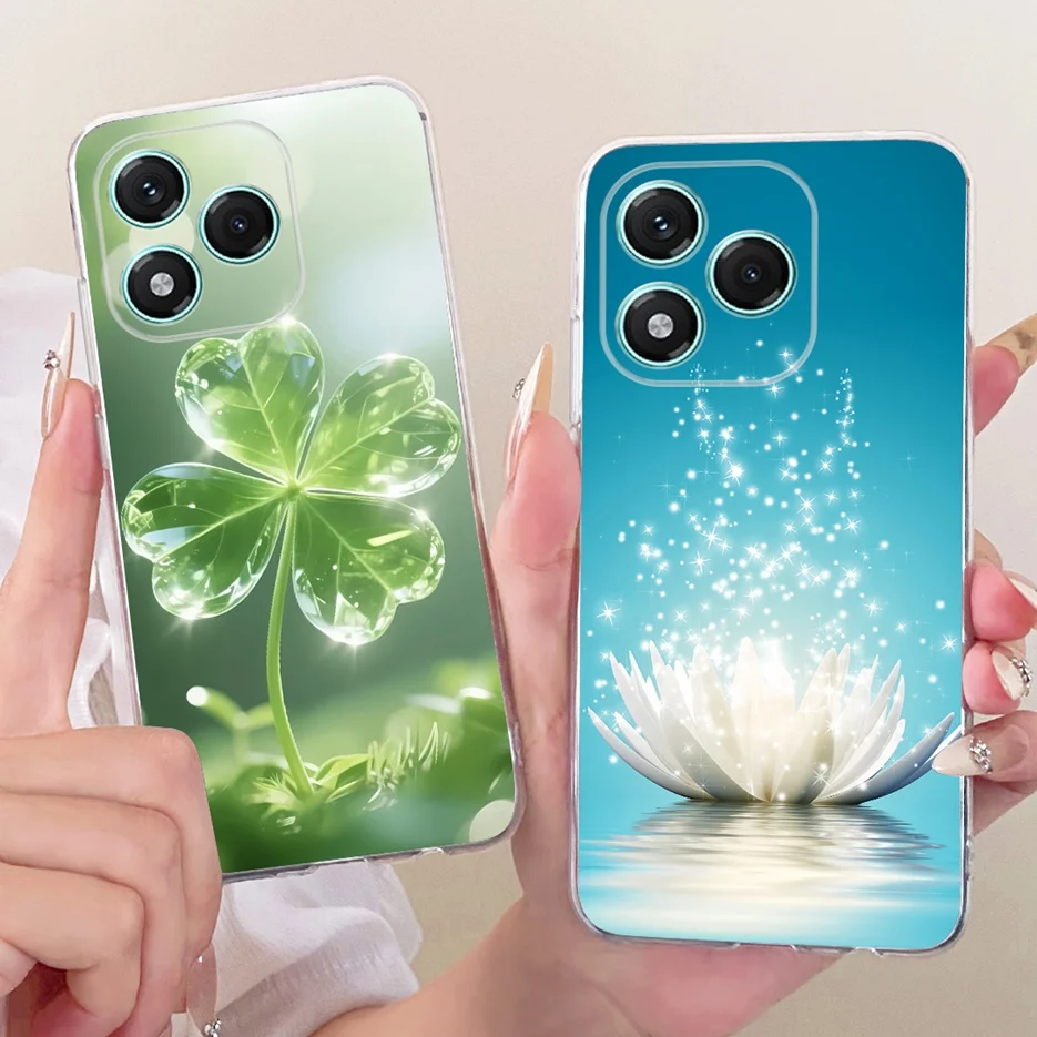 Stylish Clover Lotus Painted Soft Silicone Case