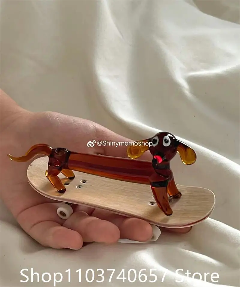 Cartoon Sausage Dog Glass Incense Seat with Holes Fragrant Insertion Plate Glass Sausage Fragrance Chopstick Holder Ornament 4