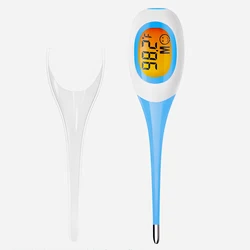 Advanced LED Pet Electronic Thermometer for Veterinary Use - Safe for Wet and Dry Conditions (White)