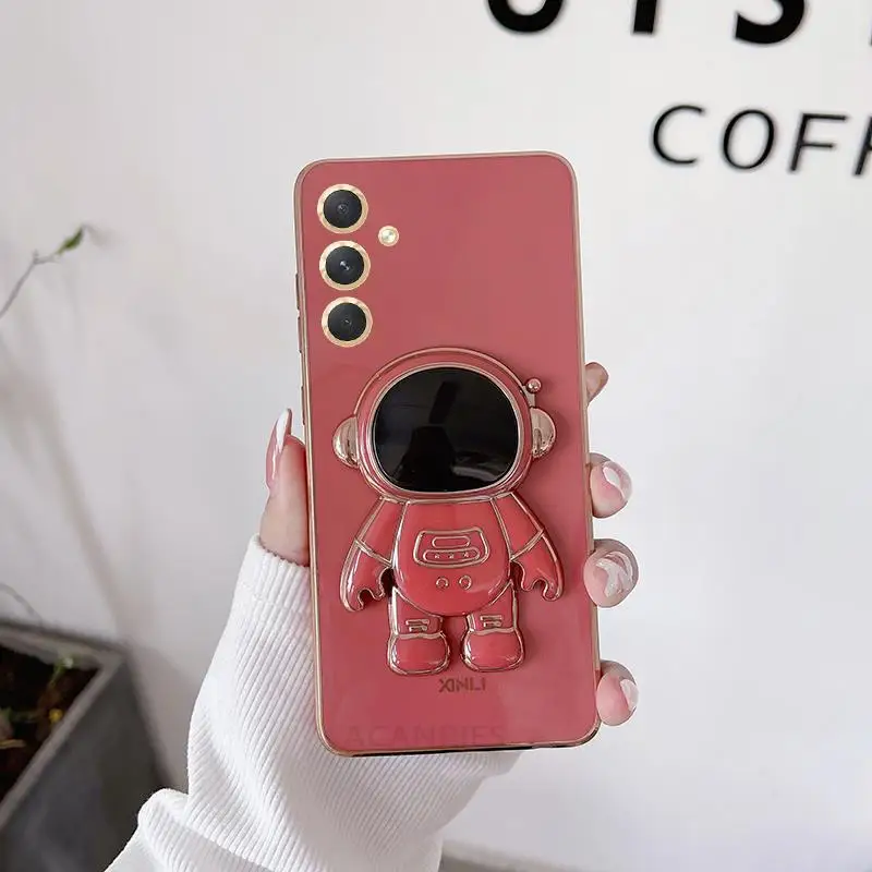 Astronaut Holder Luxury Plating Silicone Stand Case