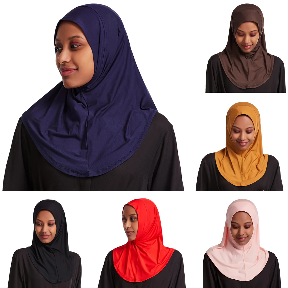 

2024 Ramadan Muslim Women Hijab Instant Headscarf One Piece Amira Scarf Islamic Prayer Turban Ready To Wear Shawl Wrap Headwear