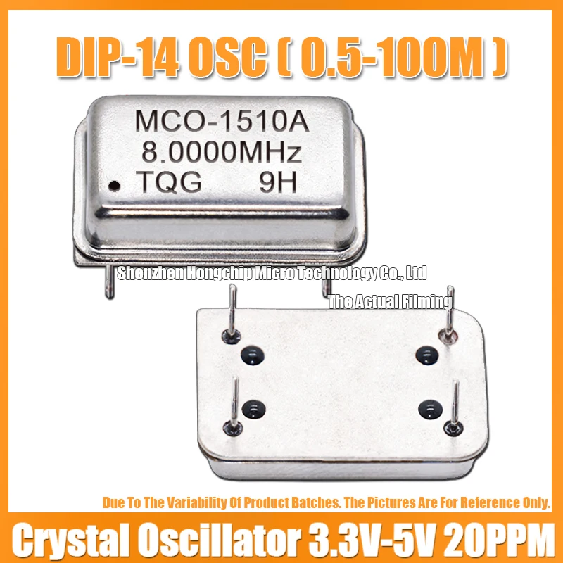 (2PCS) DIP-14 8M 8MHZ 8.000MHZ Rectangular Full Size Active Crystal Oscillator 3.3V-5V-Compatible 15PF 20PPM