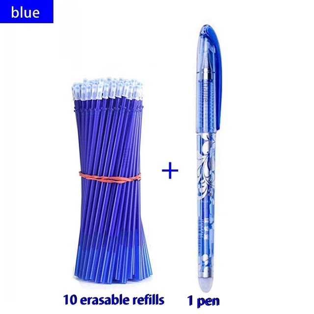 Haile 30 Pcs/set Cute Erasable Gel Pen Ballpoint Pens Rod 0.5mm Refills Blue/Black Ink Washable Handle School Writing Supplies 11 Pcs-blue set B