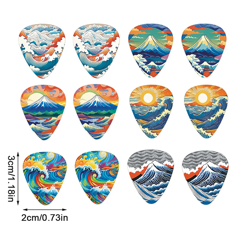 10Pcs/set Guitar Picks Premium ABS Material Dual-Sided Printing Shrapnel For Bass Ukulele Musical Instrument Accessories
