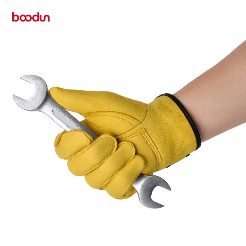 Premium Cowhide Leather Work Gloves - Durable Safety Protection for Garden, Sports, and Motorcycle Use