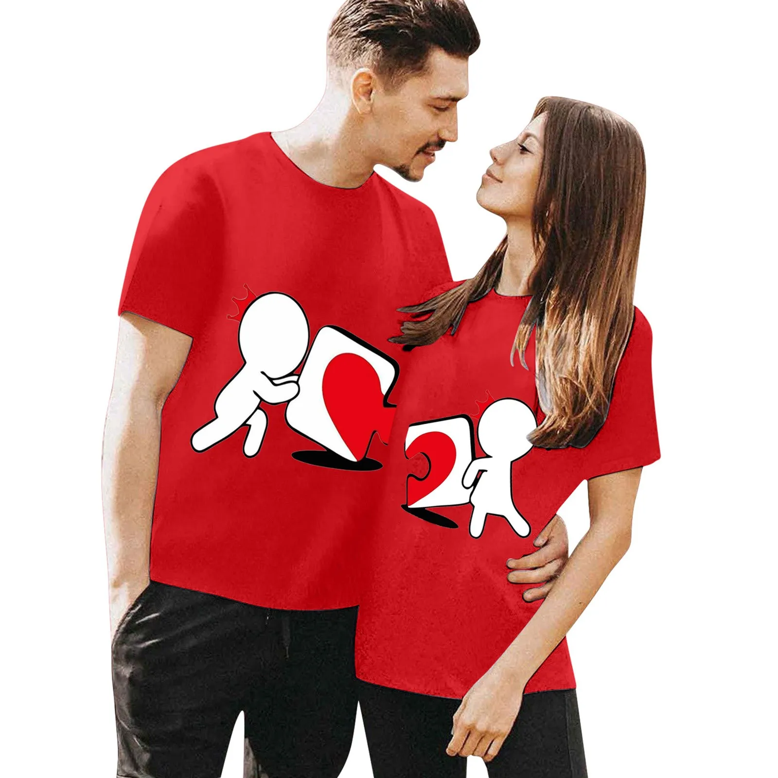 Couples Matching Shirts Matching Men Women Letter Print Love Couple T-Shirt  Blouse Tops Clothes Valentine