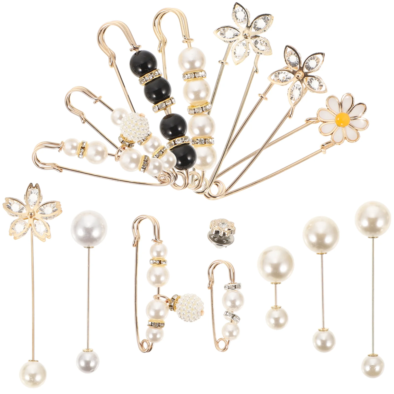 안티 라이트 조정 버클 진주 브로치 브로치 핀, 가디건 버튼 핀, 페인트 허리 조임 모자, 여성 미스, 15 개