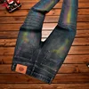 High-End Trendy Jeans Men's Splashed Ink Printing American Street Slim Fit Skinny Stretch Casual Autumn and Winter Trousers 2