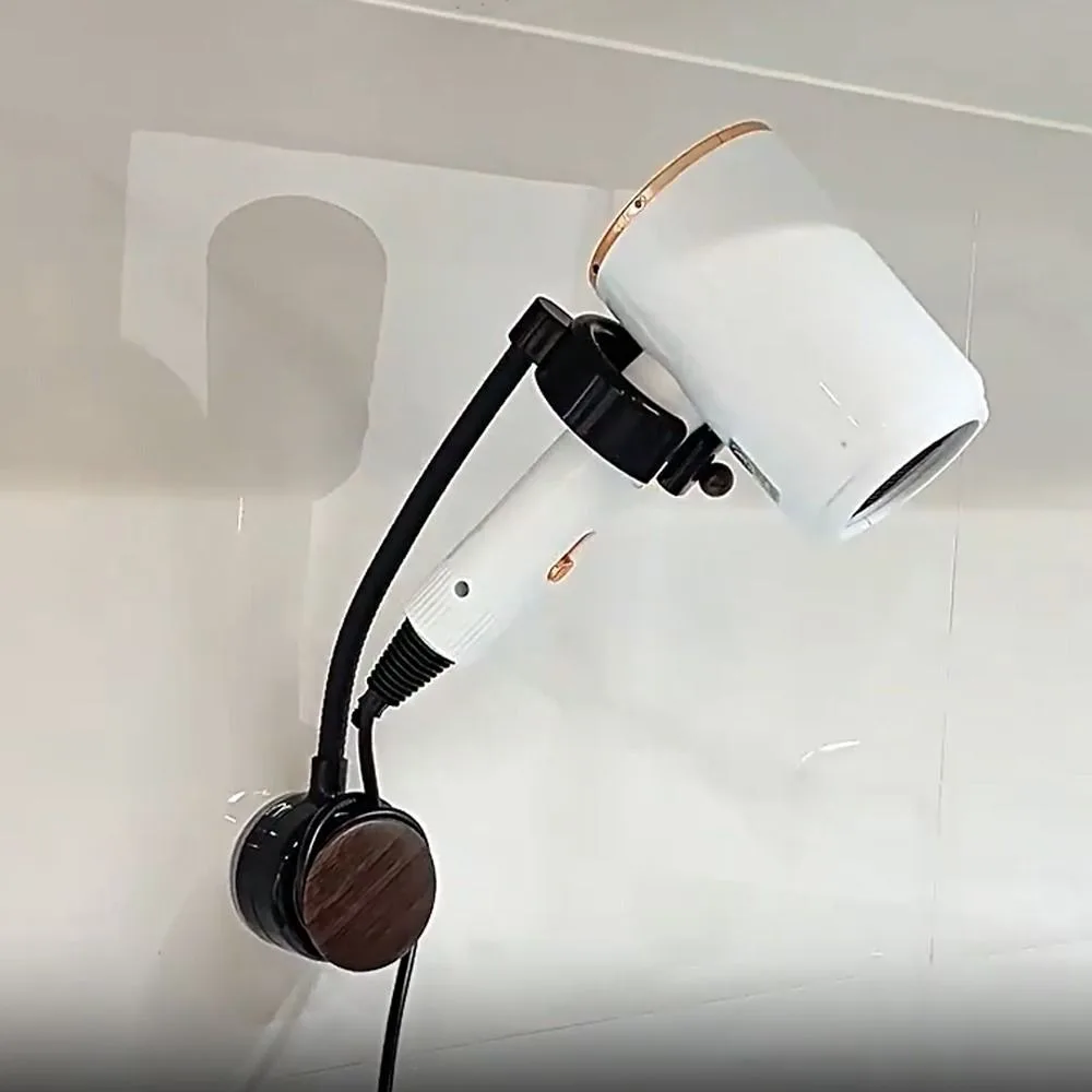 Rotatable Hairdryer Stand Holder No-Hole Free-Hands Hair Dryer Organizer Adjustable Lazy Hair Dryer Stand Home Organization