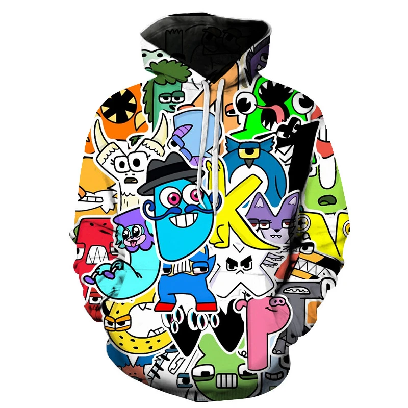 thumbnail image 1 of Sudadera con capucha con estampado 3D del alfabeto divertido, sudaderas con letras de dibujos animados, chándal para niño, sudadera Harajuku, ropa de anime para niña, camisetas para niños, sudadera co, 1 of 4